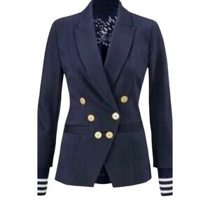 CAbi Nautical Navy Grand Slam 5150 double breasted blazer w/collar and pockets